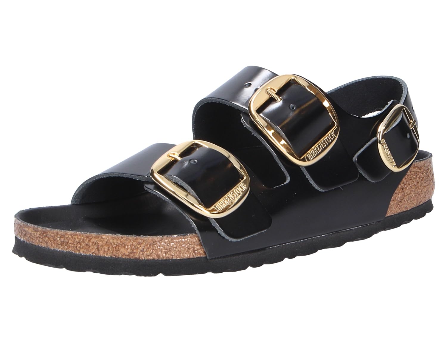 Birkenstock Milano Big Buckle Natural Black 39 Sandals Leather Black High Shine