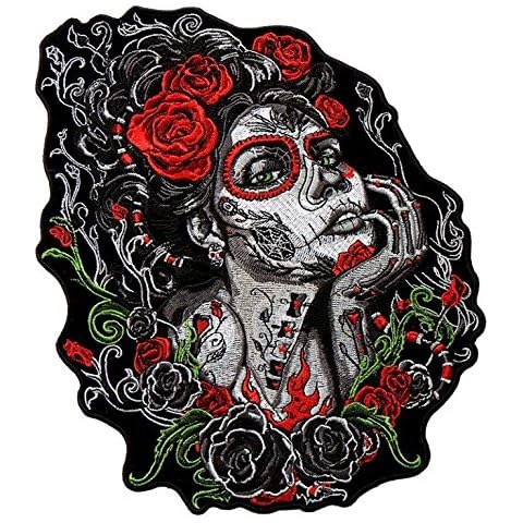 Sugar, Roses and Skull Scarlett Face Patch - by Patch Squad (6") Cover