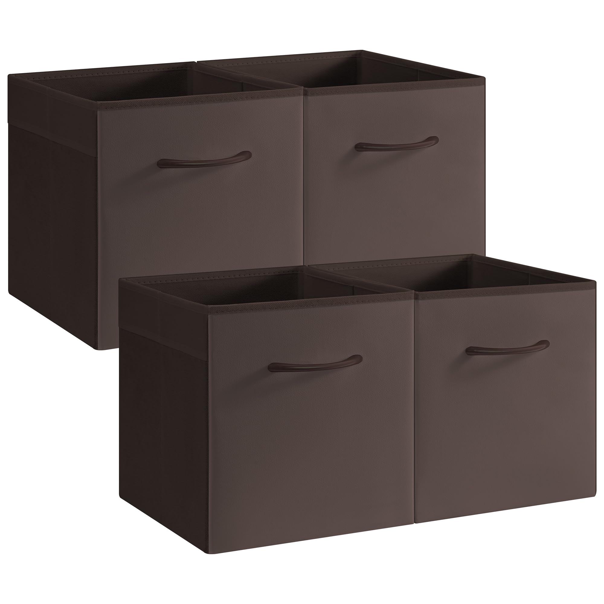 StorageWorks Brown Storage Cubes, 11 Inch Cube Storage Bins with Handle, Cube Storage Organizer Bins for Shelves and Closet, Collapsible Storage Bins,