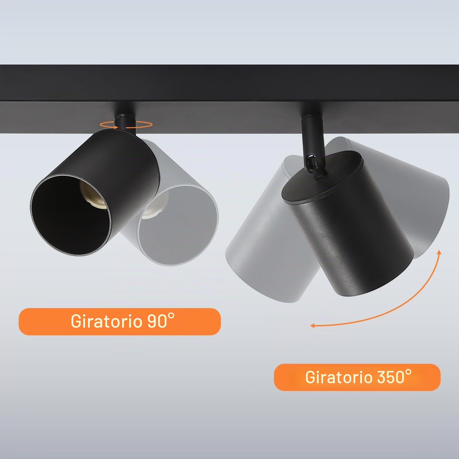 Homefire LED plafón de techo lámpara de techo negro - 6 llamas GU10 lámpara de techo 350° orientable foco de techo interior para salón cocina dormitorio sin bombillas | Foco orientable GU10 350° para interiores, para salón, cocina, dormitorio, sin bombill