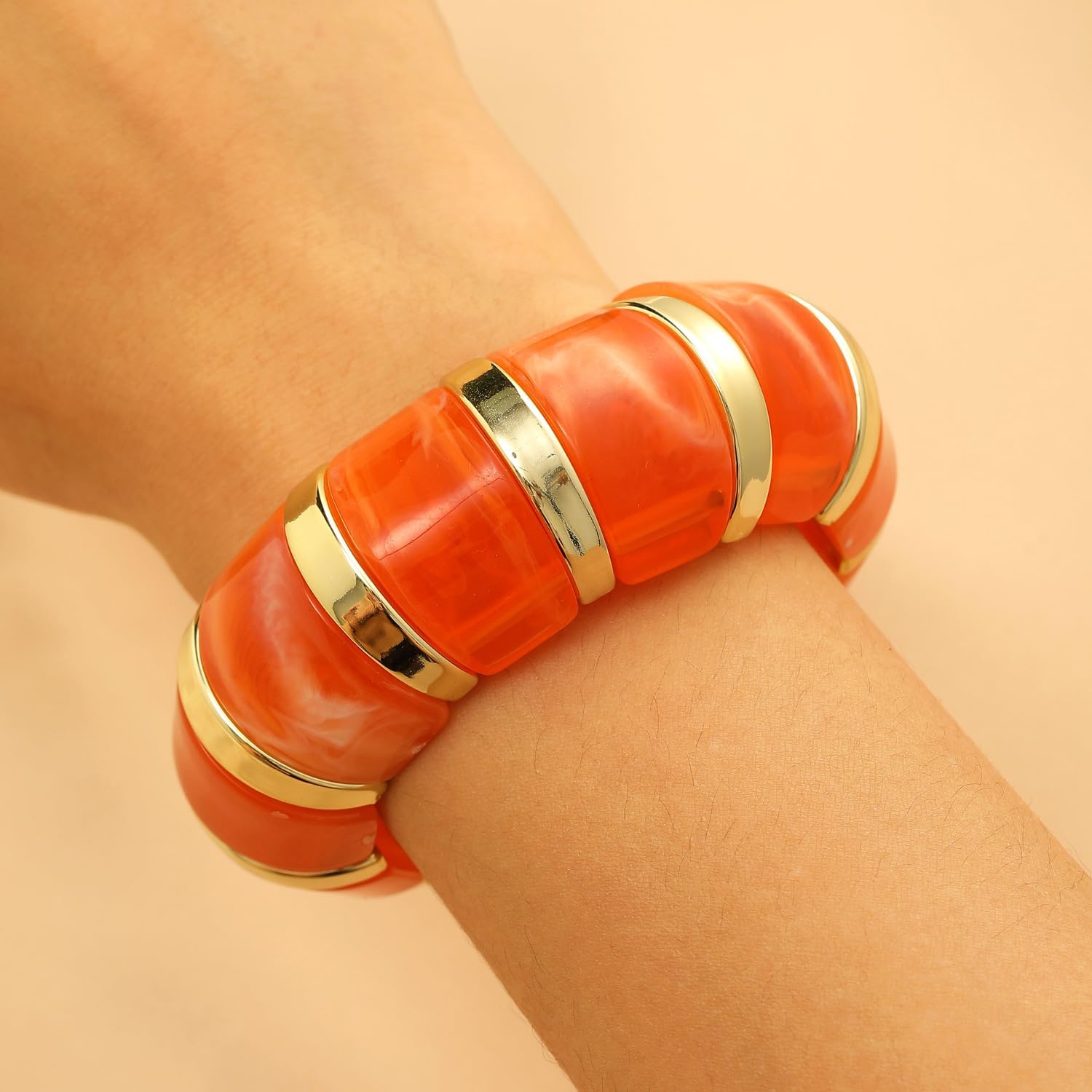 Acrylic Chunky Bangles Bracelets for Women Stackable Colorful Resin Stretch Bracelet Fashions Jewelry For Women - Image 4