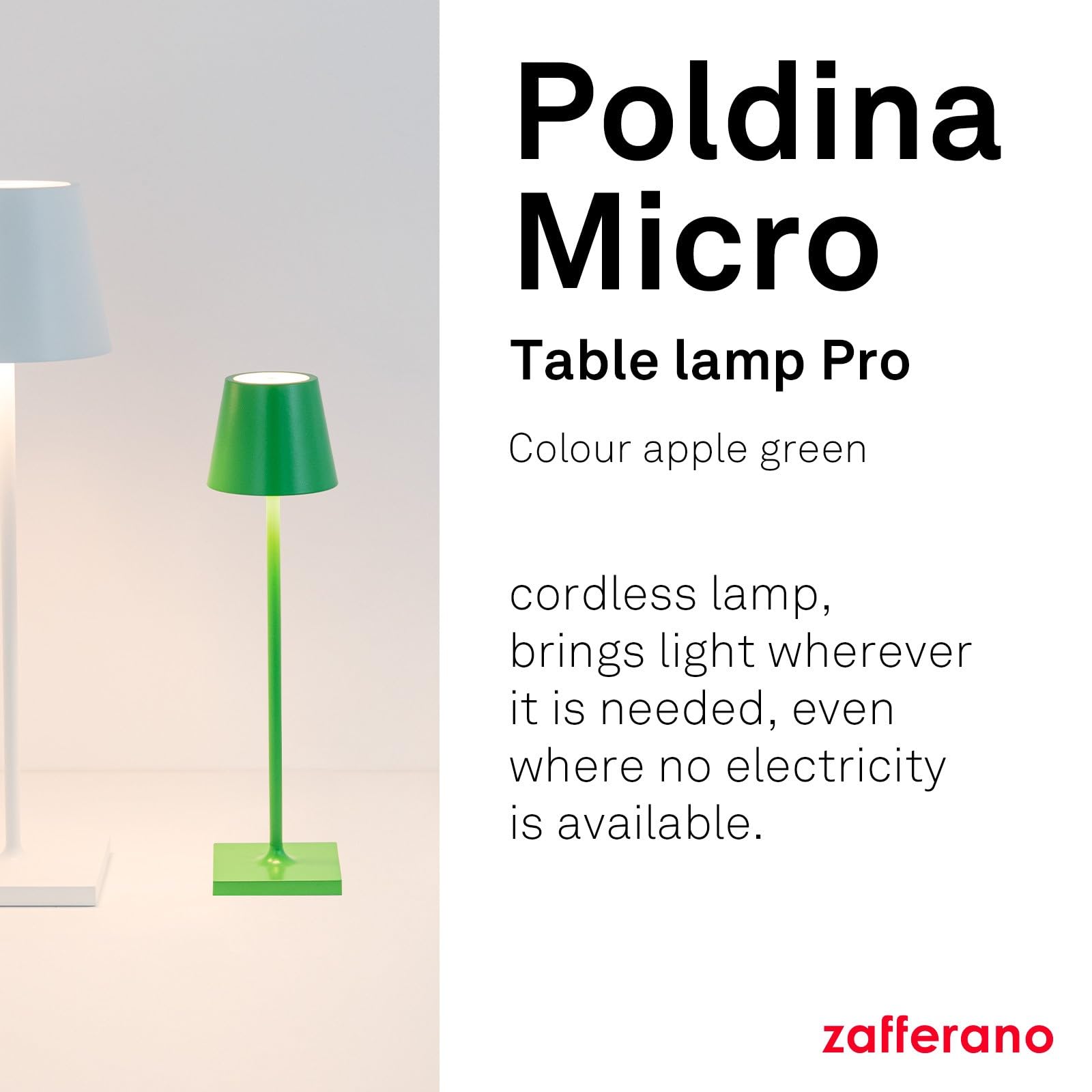 Zafferano, Poldina Micro Lamp, Rechargeable Cordless Table Lamp with Touch Controls, Suitable for Interior and Outdoor Dimmer - Image 2