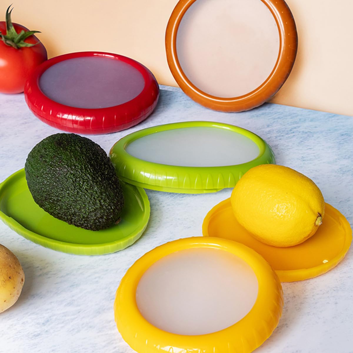 Set Di 4 Contenitori In Silicone Per Frigorifero - Per Avocado, Cipolle