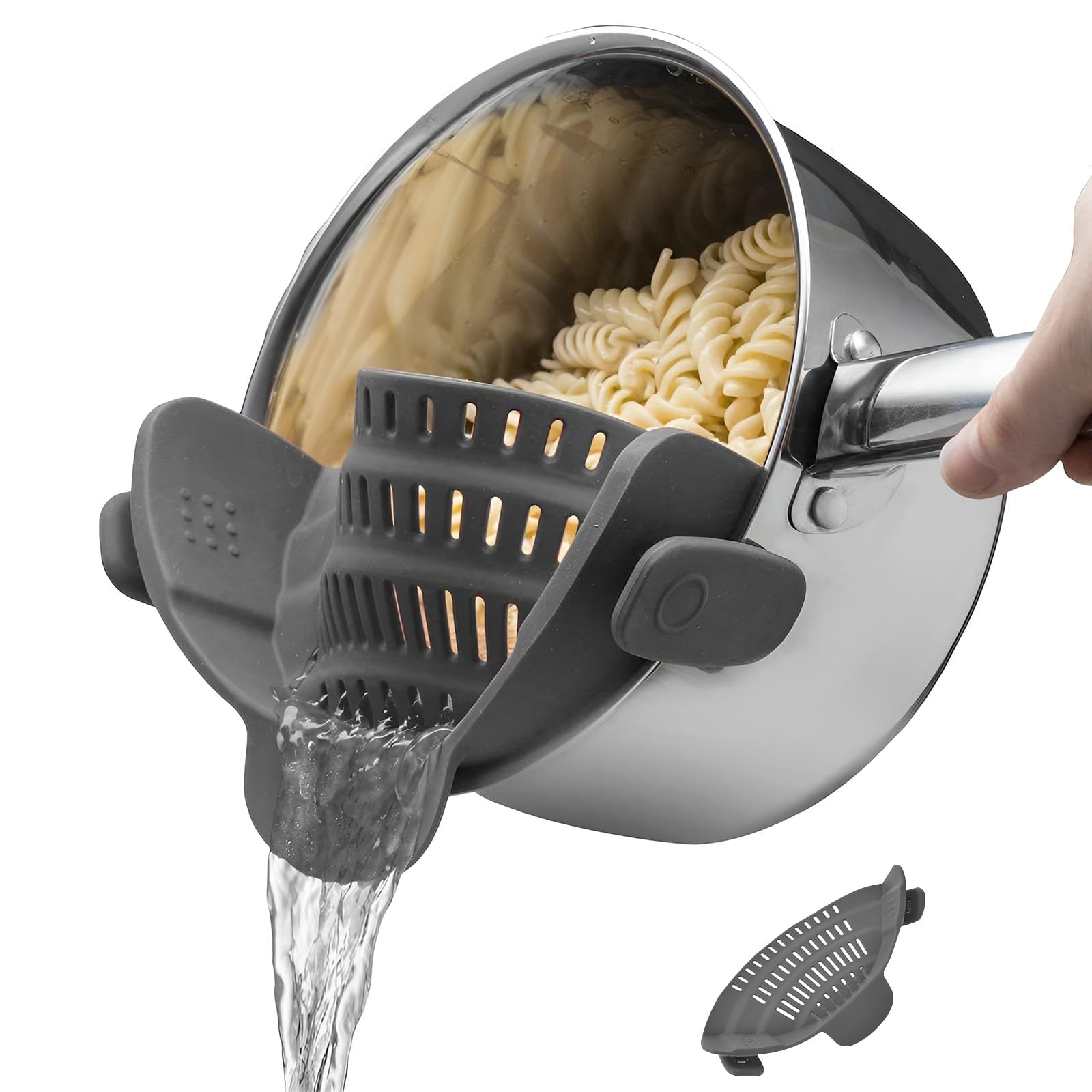 Filtro A Clip Per Pentole In Silicone Regolabile | Scolapasta Antiperdite Per Pasta E Verdure | Adatto A Tutte Le Pentole E Ciotole | Rosso