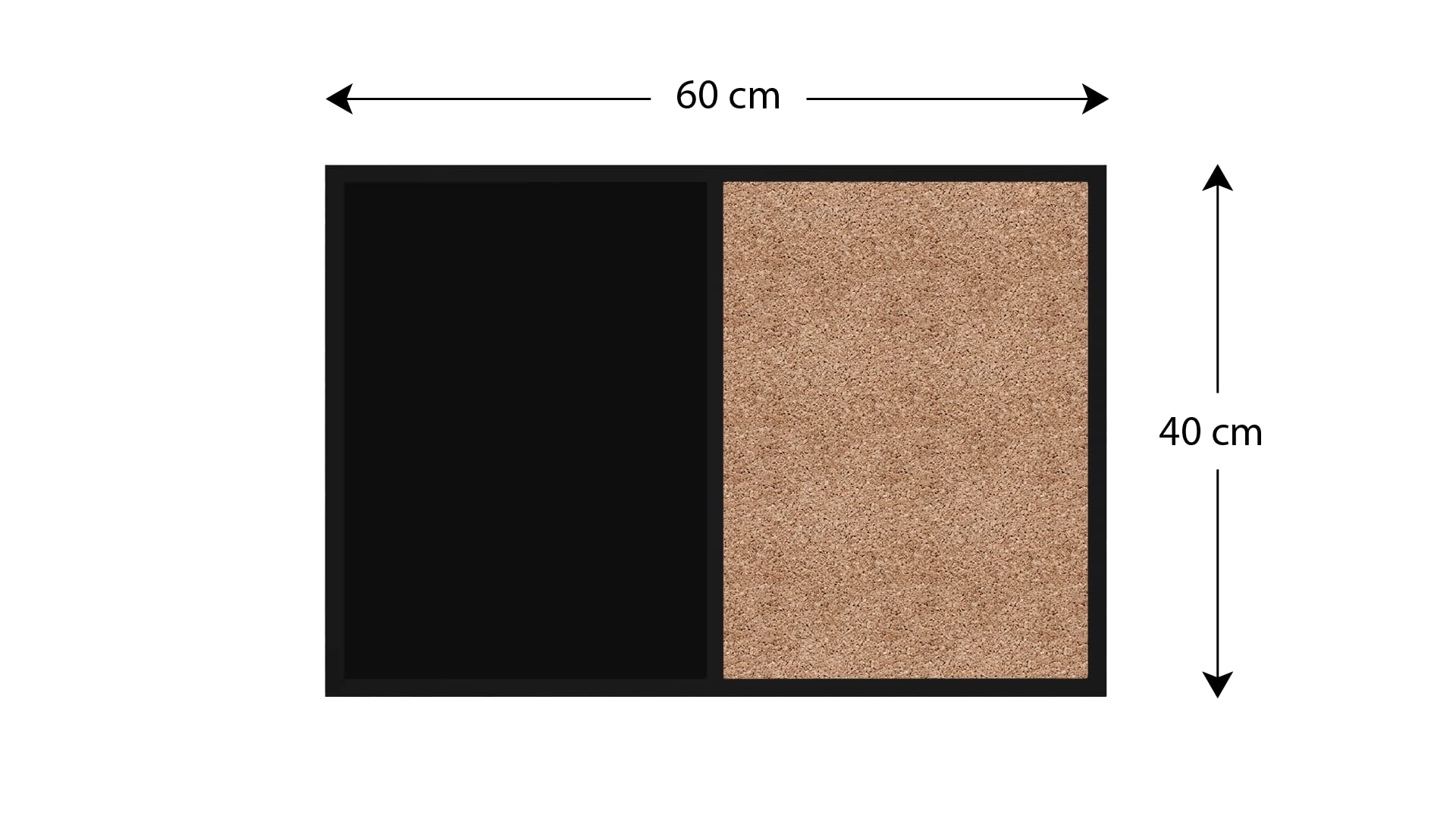 ALLboards Bacheca COMBI sughero/nero magnetica 90×60cm cornice in legno laccato nero