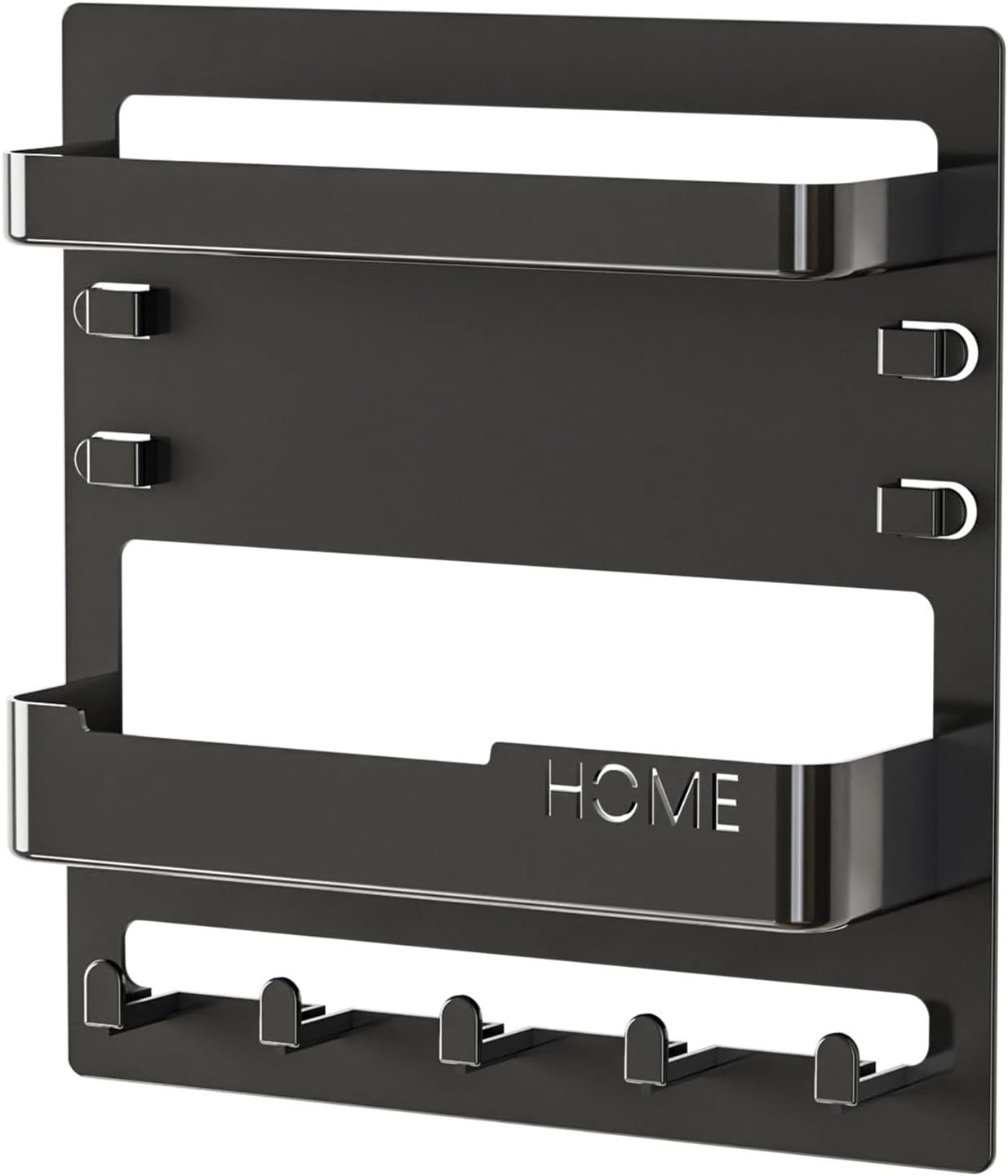 Bedside Floating Shelf – Wall Stick On Rack, Aesthetic Wall Mount Floating Shelves for Bedside Accessories Organizer, Includes Hooks and Cable Clips for Phones, Keys, and Small Items, Home Storage
