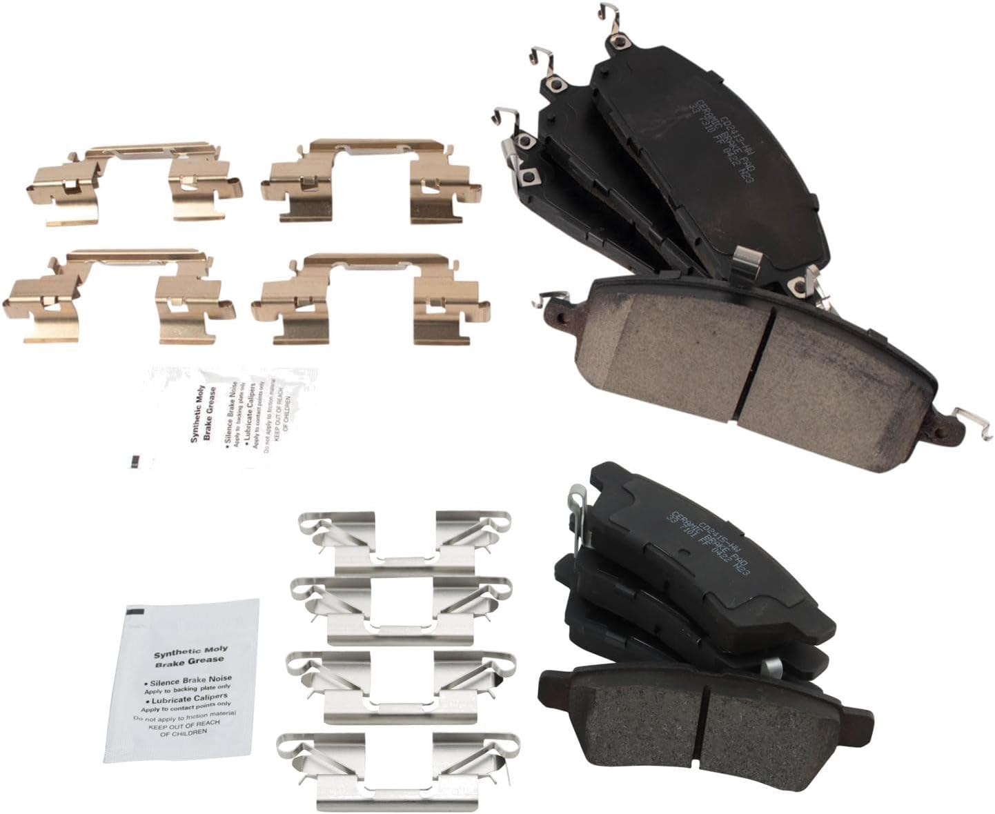 Front and Rear Brake Pad Set Ceramic Hardware Compatible with 2022 Nissan Pathfinder