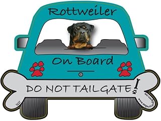 Rottweiler On Board Do Not Tailgate Car Magnet by Pet Gifts USA is 4.25" x 5.75" Made for Vehicles and Refrigerators