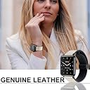 UniqTry Magnetic Leather Bands Compatible with Apple Watch 41mm 40mm 38mm | Genuine Leather with Magnetic Buckle for iWatch Ultra 2 Ultra SE Series 10 9 8 7 5 4 3-White gallery image