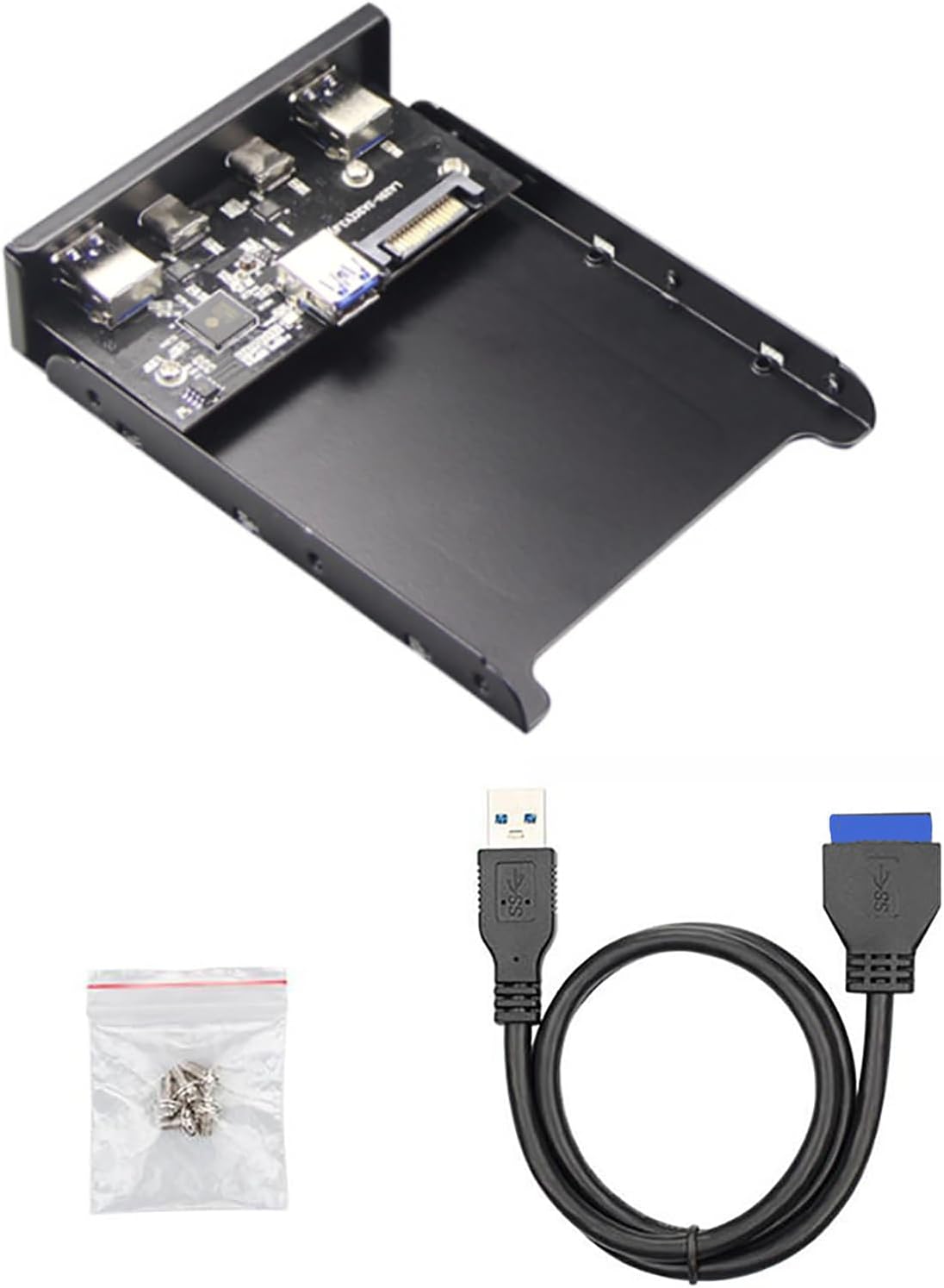 USB HUB Front Panel Header, 19/20Pin Connector Cable to 4 USB 3.0 Mainboard Adapter for PC 3.5" Floppy Bay