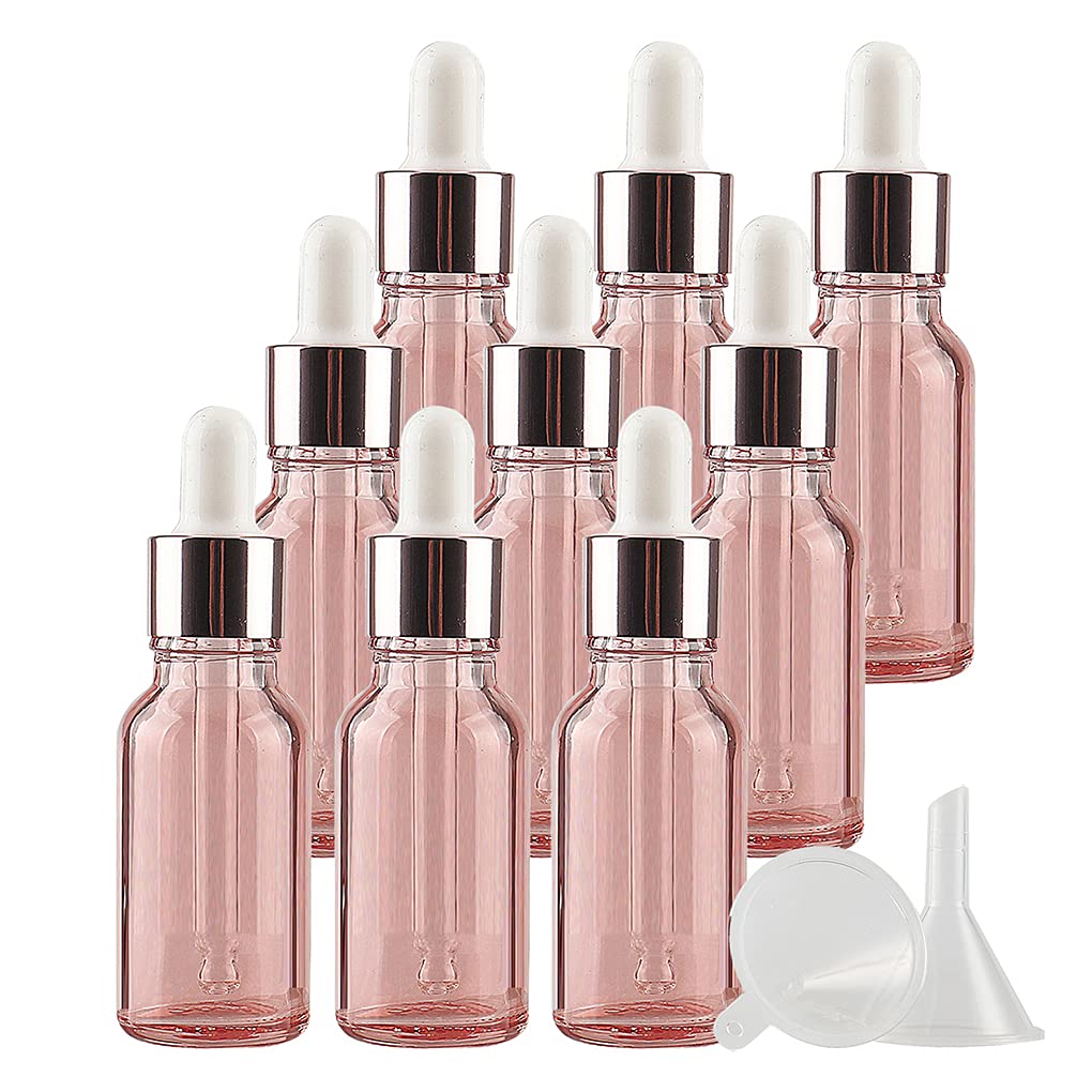 24 Pieces Empty 20ml Transparent Pink Glass Dropper Bottles with Glass Pipettes for Essential Oil Aromatherapy Blends Perfume Aroma Cosmetic Vials Travel Containers