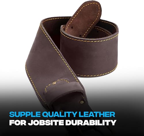 Miniatura 2 de OX Tools OX-P263303 - Cinturón de herramientas curtido al aceite de 3 pulgadas, hebilla ajustable resistente, cuero de grano completo para