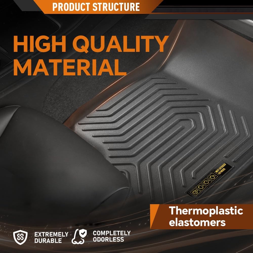 ANDPLAY Floor Mats Liners 3PCS Compatible with Toyota 4Runner 1996 1997 1998 1999 2000 2001 2002 1st & 2nd Row TPE All Weather Protection Gray Floor Liners alfombras para carro