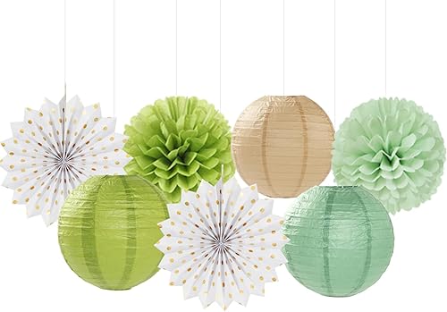 Miniatura 135 de Decoraciones de fiesta de otoño de melocotón beige y naranja, 14 faroles de papel, 14 piezas de otoño de cosecha de Acción de Gracias, cumpleaños