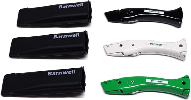 Barnwell Set of 3 Black, White, Green Dolphin Delphin Carpet Fitters Work Trimming Fixed Knives Knife and Holster NO Blades
