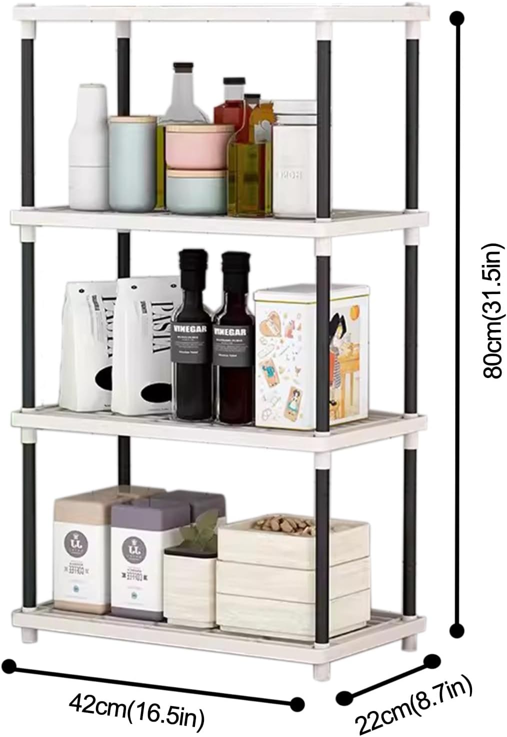 4段プラスチック収納棚、多用途自立シ棚 大容量、自宅、ガレージ、地下室、ランドリー用に簡単に組み立て可能 (Color : B)