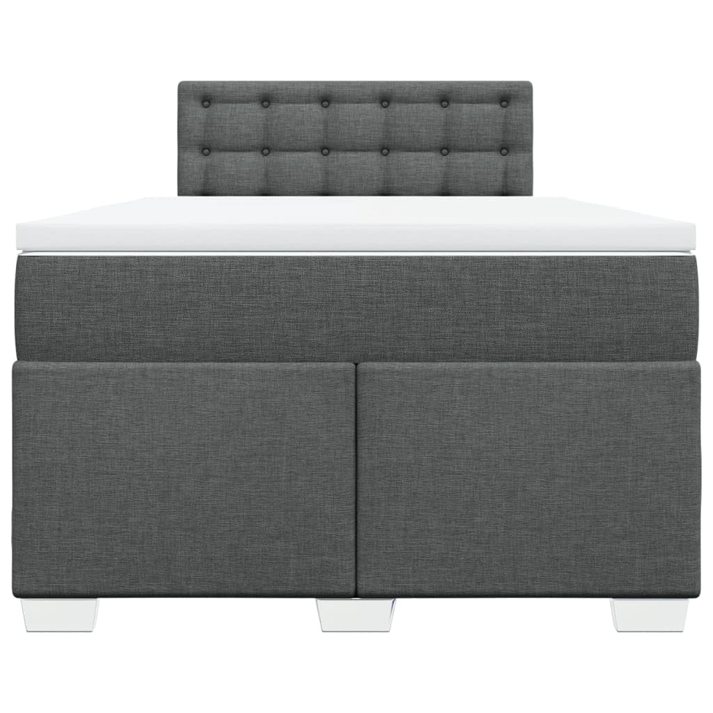vidaXL Boxspringbett mit Matratze Dunkelgrau 120x200 cm Stoff