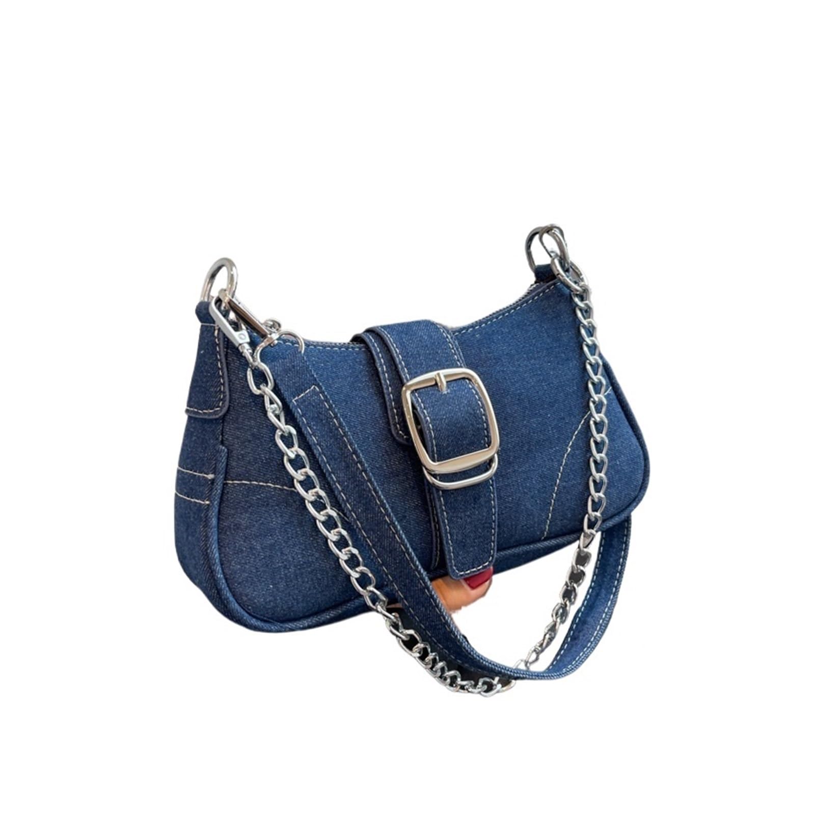 Borsa Jeans Donna Borsa a tracolla in denim, borsa a tracolla con catena, borsa da ascella, borsa a mano, borsa da donna retrò