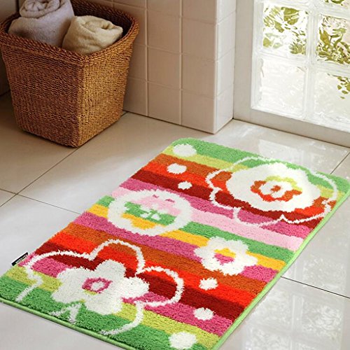 CKH Color Flowers Bathroom Ottomans Bathroom Door Absorbent Pad Mat 60 * 90cm (Color : Colorful)