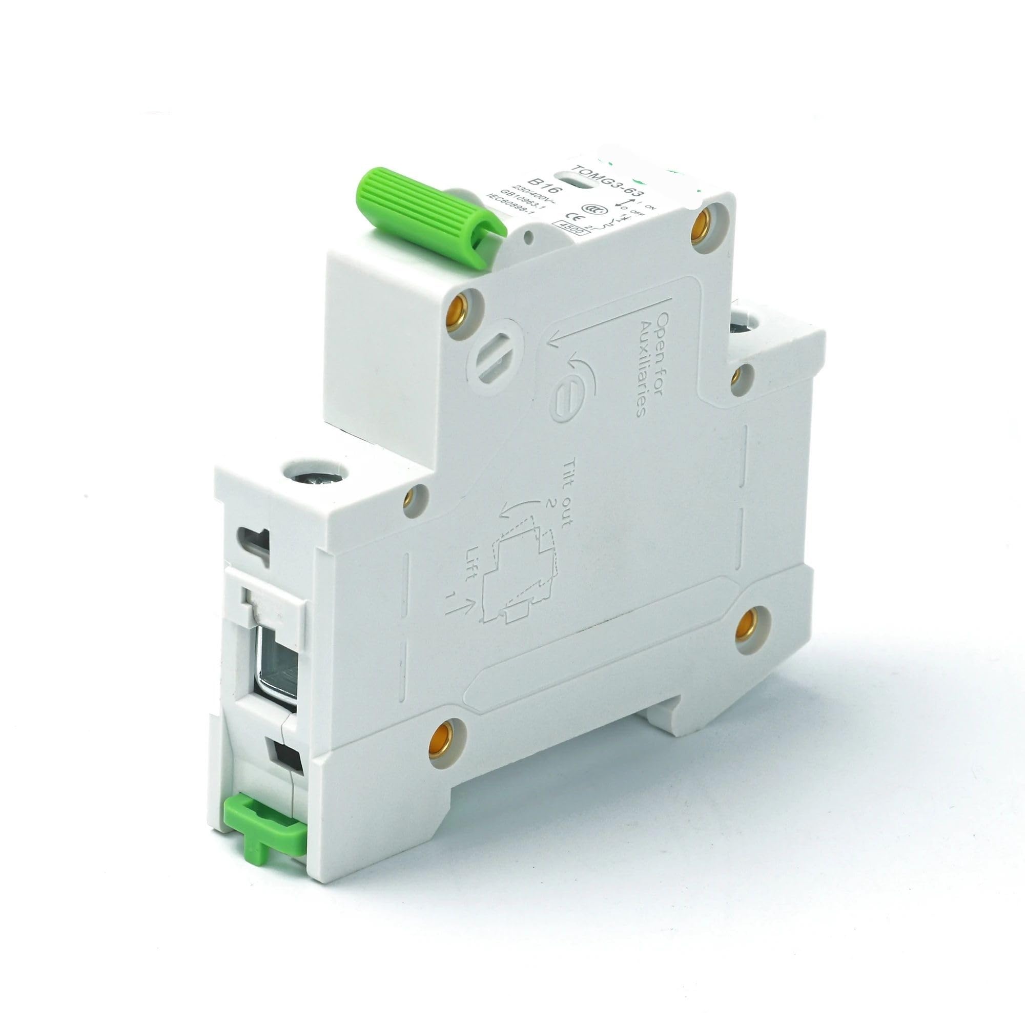 Typ B Kurve 1 Pol MCB 18 mm Miniatur-Leistungsschalter 4,5 KA AC 110 V/230 V/400 V TOMG3-63 1 Stück(B16)