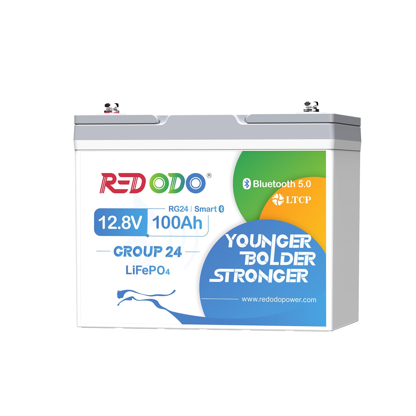 Redodo 12V 100Ah Group24(1 Pack) Batterie LiFePO4 avec Bluetooth 1280Wh Petite Batterie Lithium Température pour Bateau/Camping-Car/Camionnettes Remorques/Système Solaire