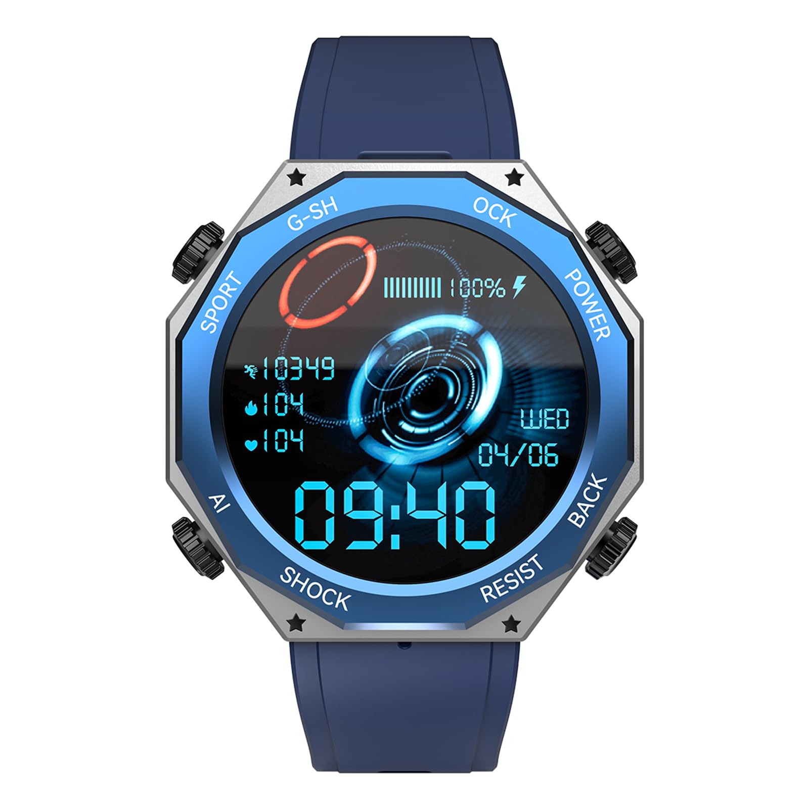 Dpofirs M1 Smart Inch IPS Full Touch Screen Fitness Tracker with IP69 BT Call Heart Rate Sleep Monitor (Blue)