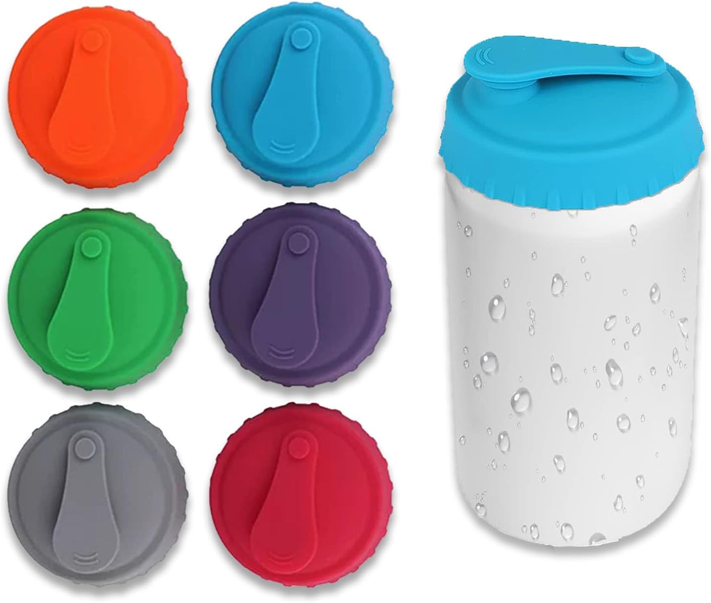 6 Pack Silicone Soda Can Cover Reusable Canning Lids