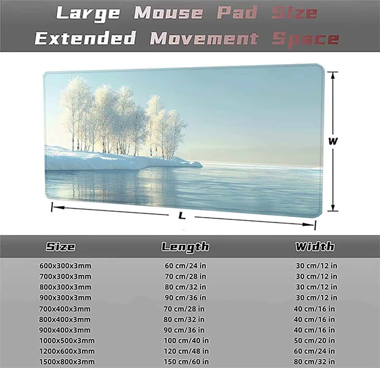 Podkładka pod mysz do gier, 1200 x 600 x 3 mm, XXL, duża, antypoślizgowa wodoodporna, rozszerzona długa klawiatura podkładka pod mysz, akcesoria biurowe, do gier, komputera, komputera, krajobrazu