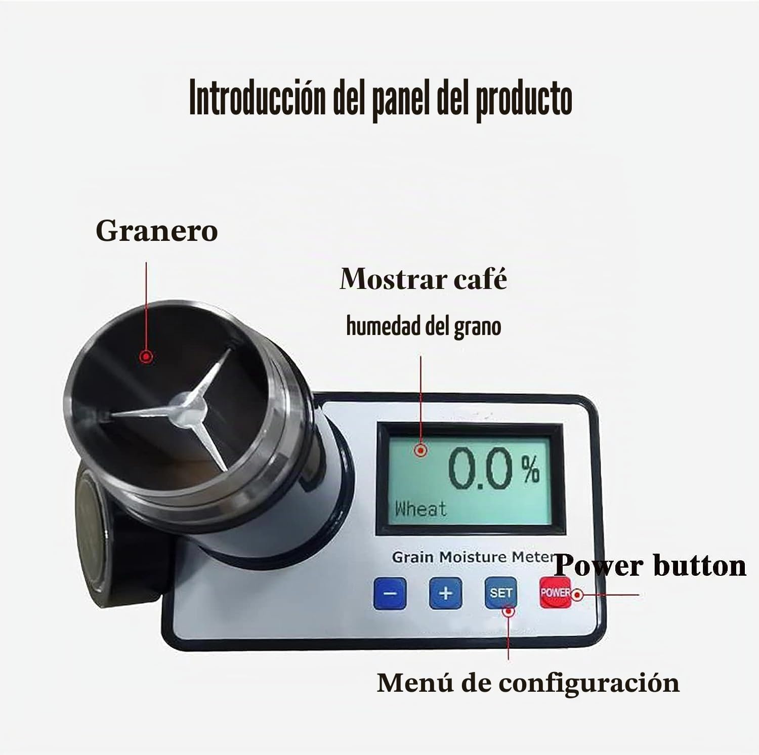Medidor de Humedad de Cereales, probador Digital de Humedad de Grano, compensación automática de Temperatura, for 14 Granos Trigo maíz café Cacao Grano Prueba de Humedad