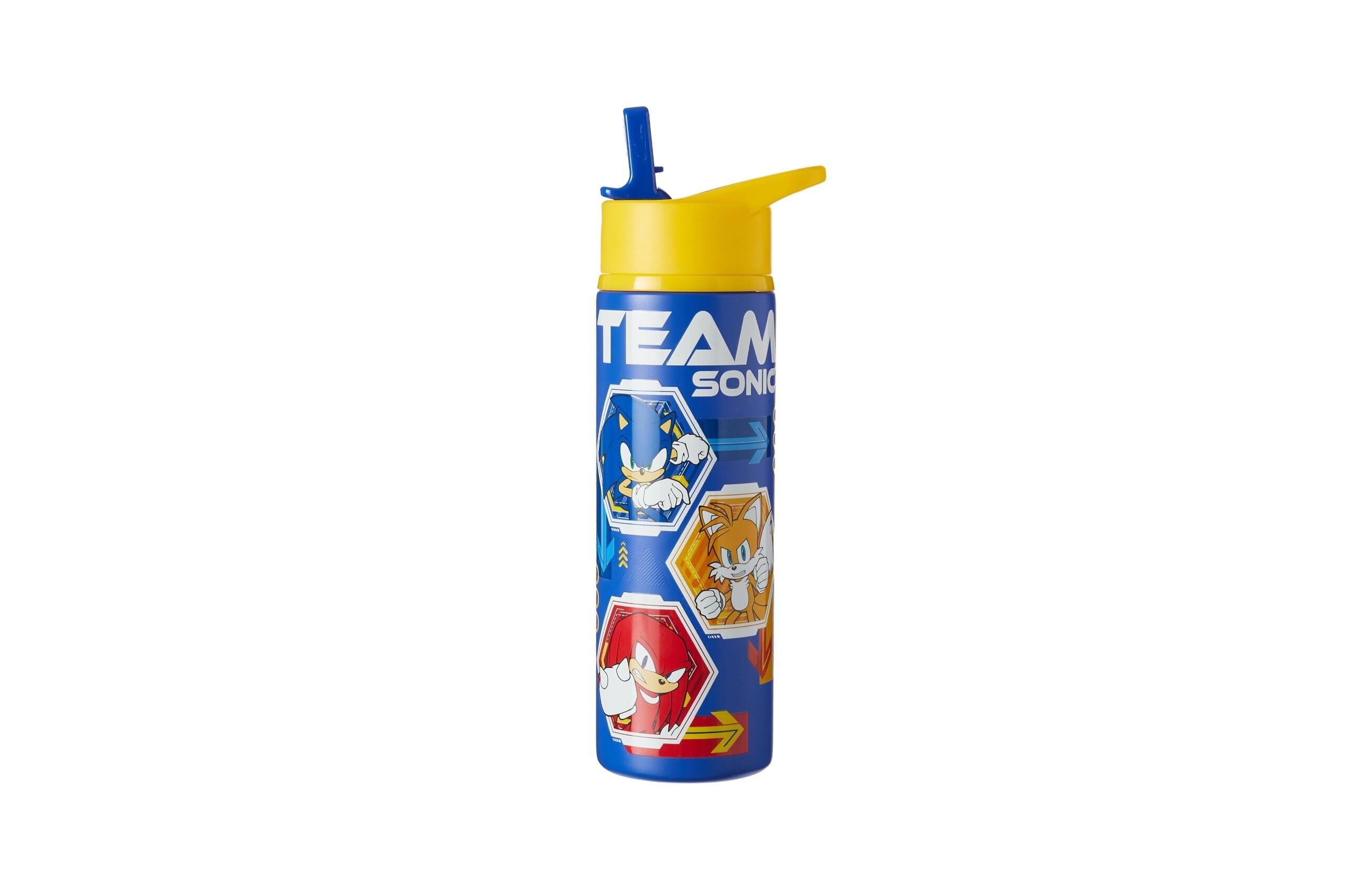 Sonic The Hedgehog Drink Bottle 750ml | Reusable BPA-Free Plastic Insulated Sports Bottle with Stainless Steel Flip-Top | Spill Proof & Carry Loop | Keeps Cold for 24hrs & Hot for 12hrs