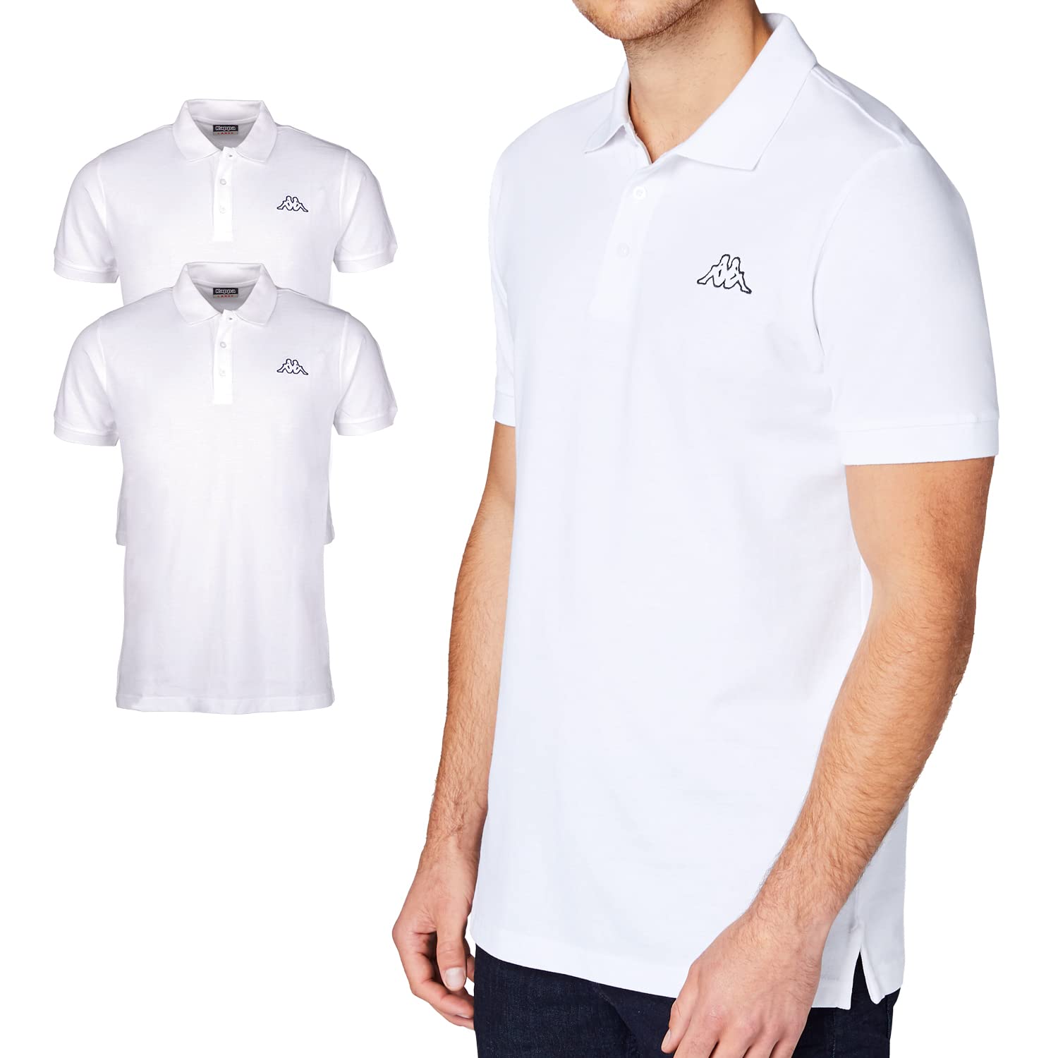 Kappa Męska koszulka polo Venist w opakowaniu 2 szt. w rozmiarze M - 5XL | koszulka polo z nadrukiem logo | Basic koszulka polo dla mężczyzn | koszulka polo z krótkim rękawem do uprawiania sportu, na
