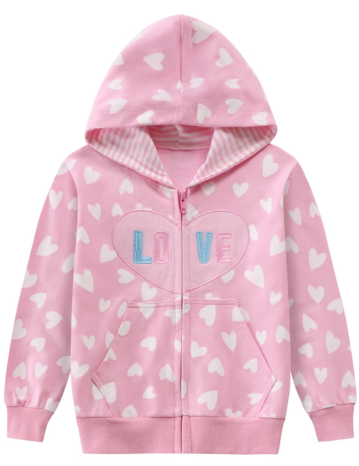 DDSOL Baby Girl Zip-up Jacket Toddler Hoodie Sweatshirt Light Winter Coat Fall Outwear 2t-7t