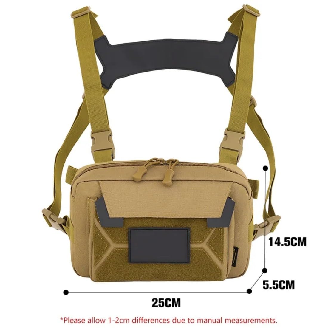 ACEXIER Taktische Brusttasche Aus Nylon – Molle-kompatibel, Wasserdicht, Für Outdoor, Reisen, Camping, Schwarz/Khaki