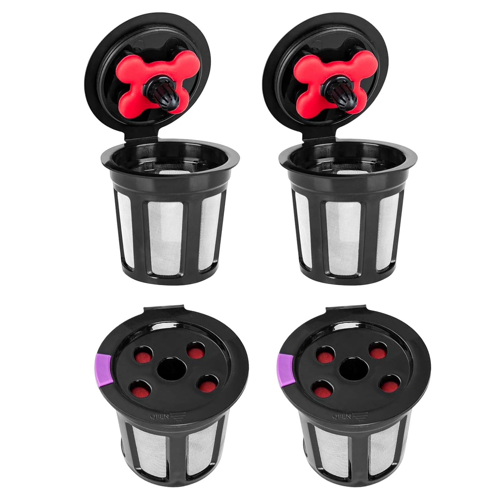 Reusable Keurig K Cups Pod Coffee Filters, Reusable K Cup Filters, Keurig Filter, Reusable Kcups, Perfect Fit Most of Keurig 2.0 & 1.0 Coffee Makers (4)