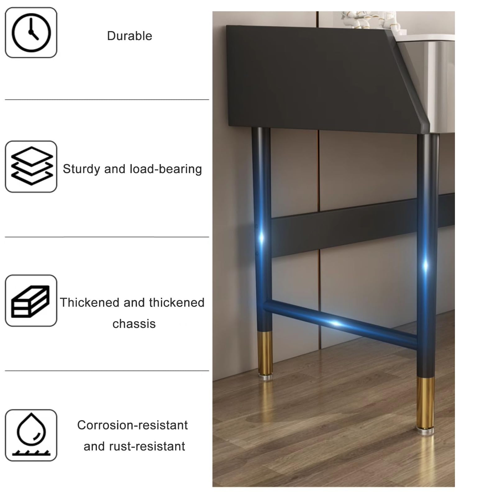 Scrivania da gioco moderna bianca con 2 cassetti, elegante tavolo segretario per casa, ufficio e camera da letto, 80 cm, design versatile per giochi e lavoro