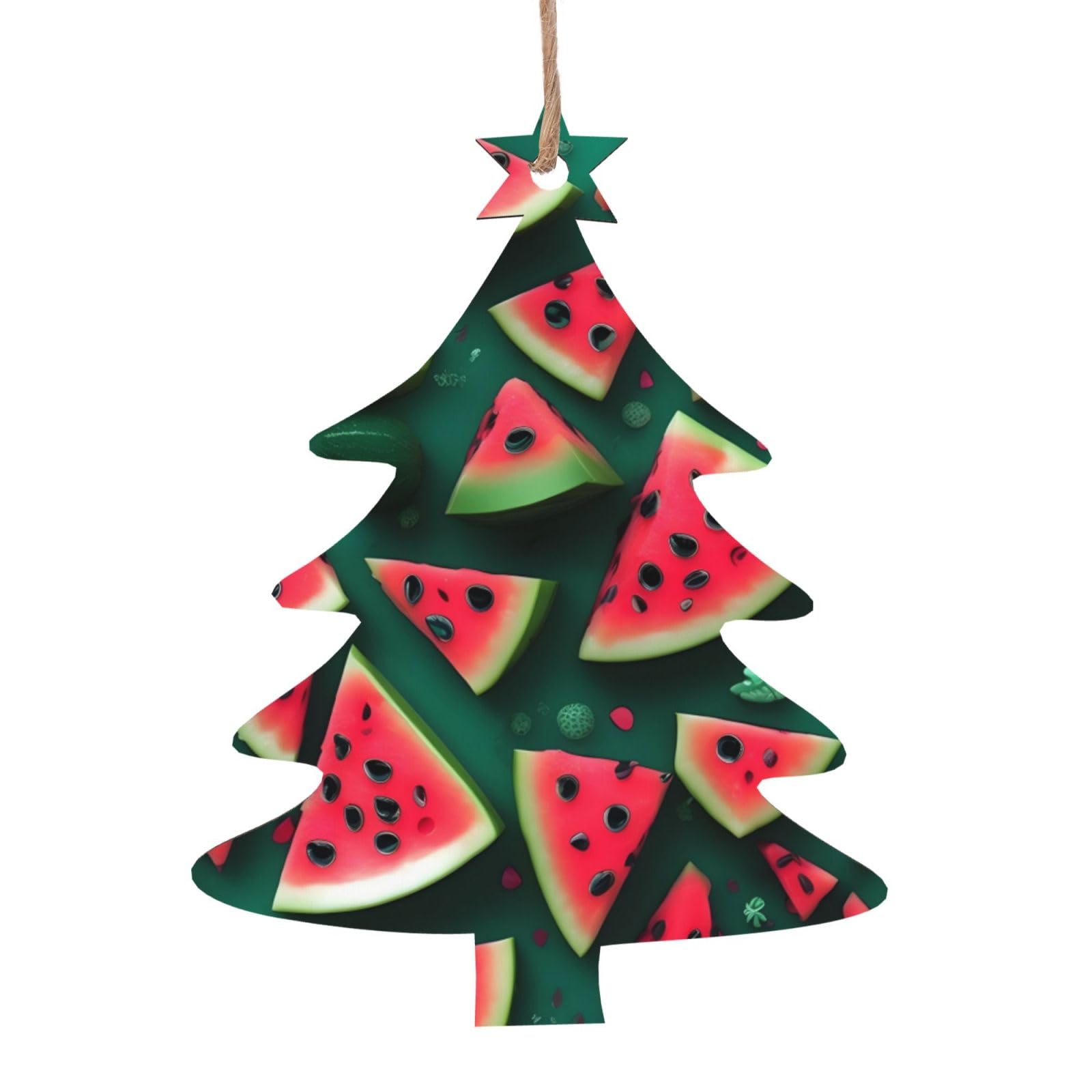 Dream Watermelon Printed Christmas Wooden Pendants, Simple and Environmentally Friendly, Holiday decorationsã€‚
