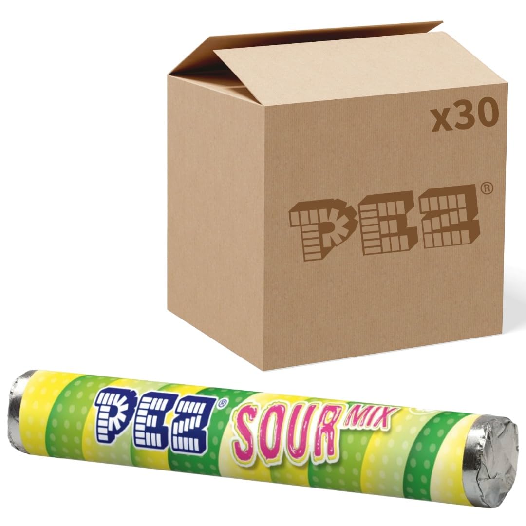 PEZ Giant Sour Mix Roll, Assorted Fruity Flavours, 46 g (Pack of 30)