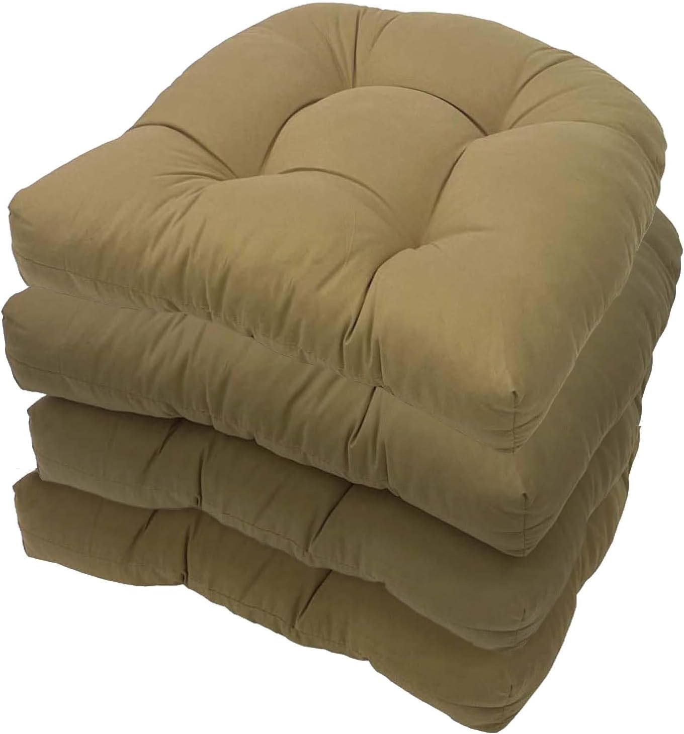 Outdoor Chair Cushions for Patio Furniture,Patio Chair Cushions Set of 4,19"x19"U-Shaped Tufted Outdoor Seat Cushions Replacement Garden Lounge Chair Overstuffed Mats,Dark Brown