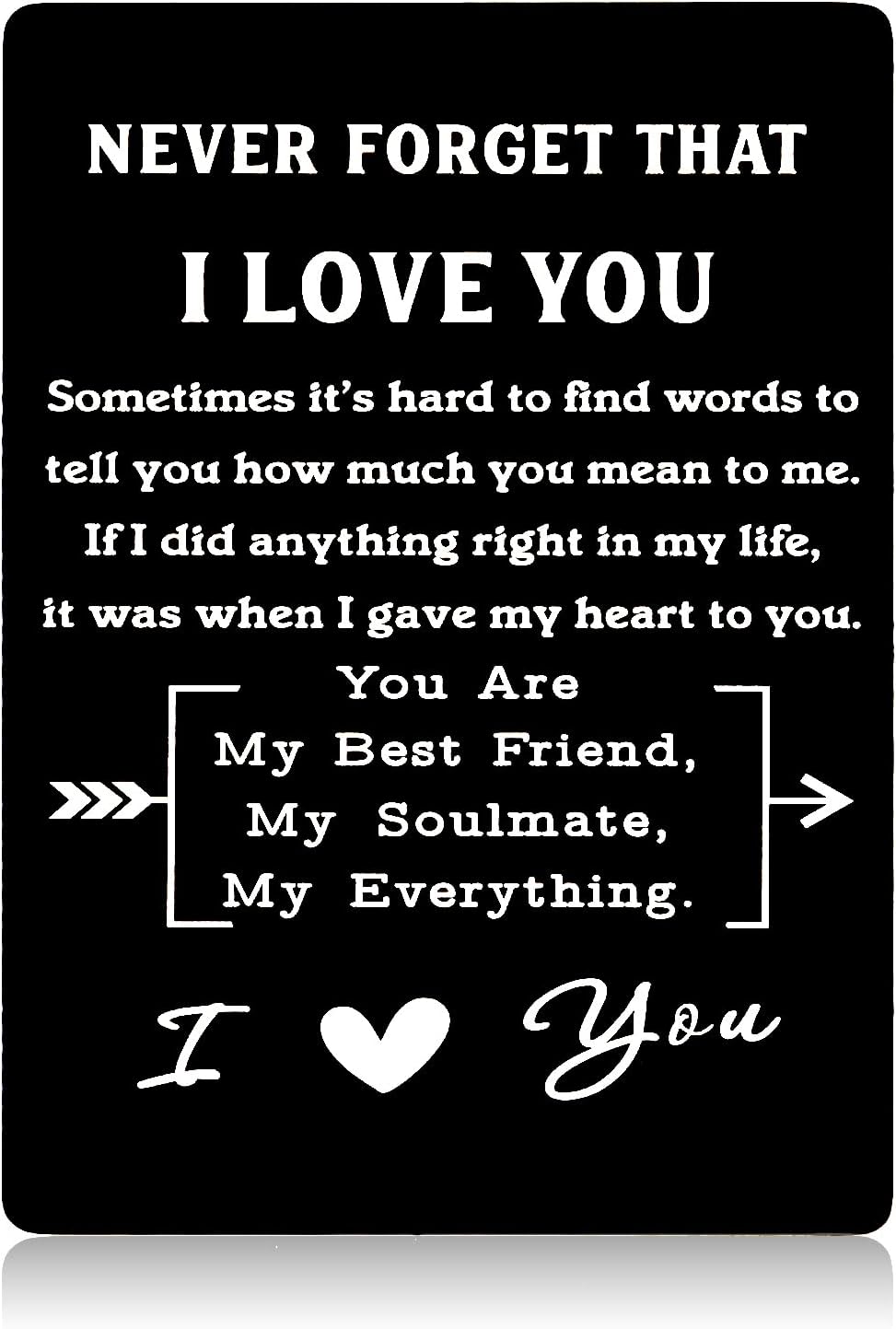 Anniversary Valentines Wallet Card Insert Gifts for Husband Boyfriend Birthday I Love You Gifts for Him Men Engagement Wedding Deployment Gifts from Fiancee Groom Girlfriend Engraved Love Note Card