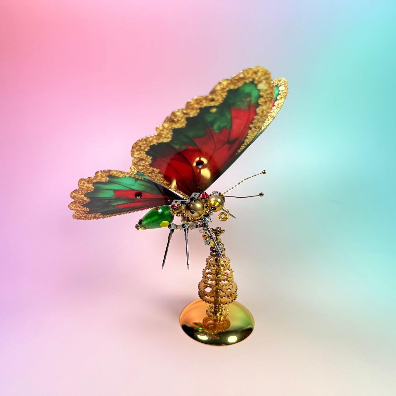 Puzzle 3D in metallo, stile retrò, con farfalla, fai da te, steampunk, con supporto, 200+ pezzi, da collezione, per Natale e adulti