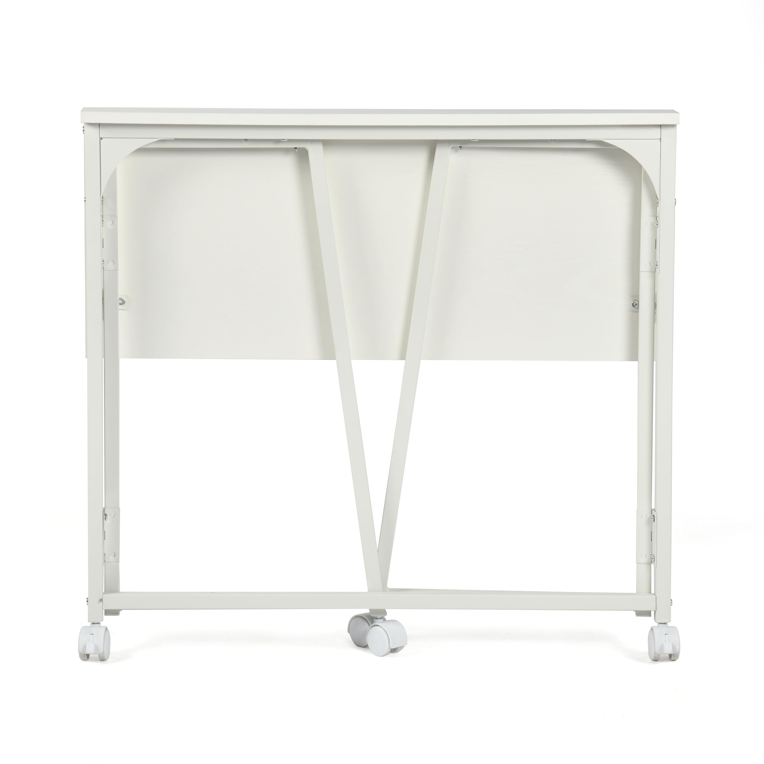 MEUBLE COSY Tavolo Pieghevole con Ruote, Tavolo Multifunzionale per Soggiorno, Montaggio Facile, Piedini Regolabili Inclusi, Stile Moderno, Bianco
