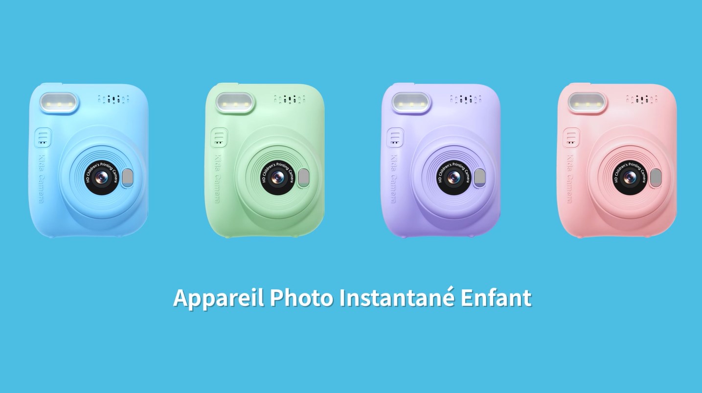 Appareil Photo Instantané Pour Enfants - Écran 2,4 Pouces, Selfie, Vidéo 1080p - Avec 3 Rouleaux De Papier Et Carte 32 Go - Cadeau Noël 3-12 Ans - Violet