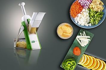 Enterprise All-in-1 Multi-Purpose Mandoline Slicer for Vegetables & Fruits, with 40+ Adjustments, 3 Different Cuts, and Stainless Steel Blades, Multicolor