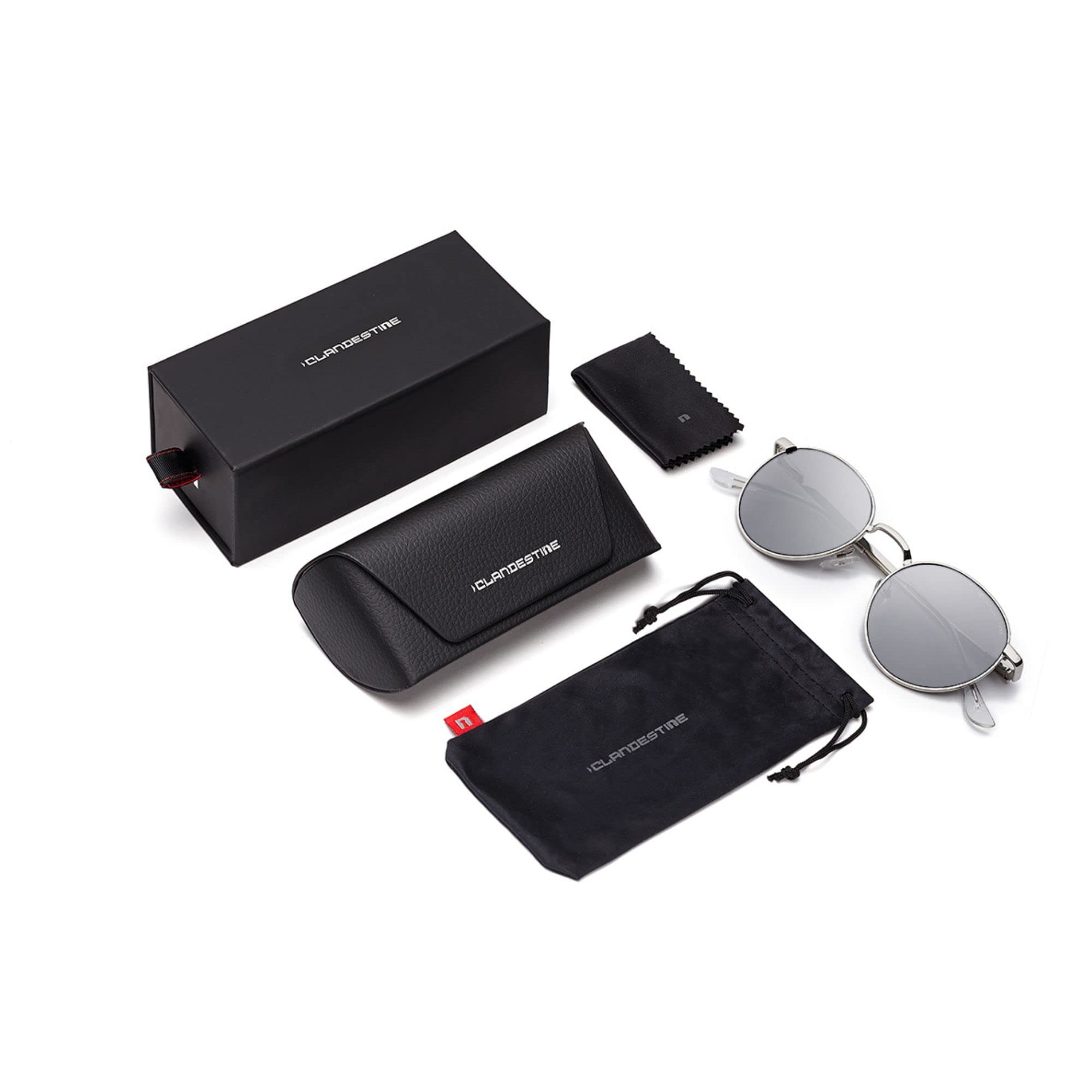 CLANDESTINE - Orbita 11 - Sonnebrille für Herren und Damen - Silberne Nylon Gläser und Stahlrahmen - Silver - One Size - 135 mm x 49 mm