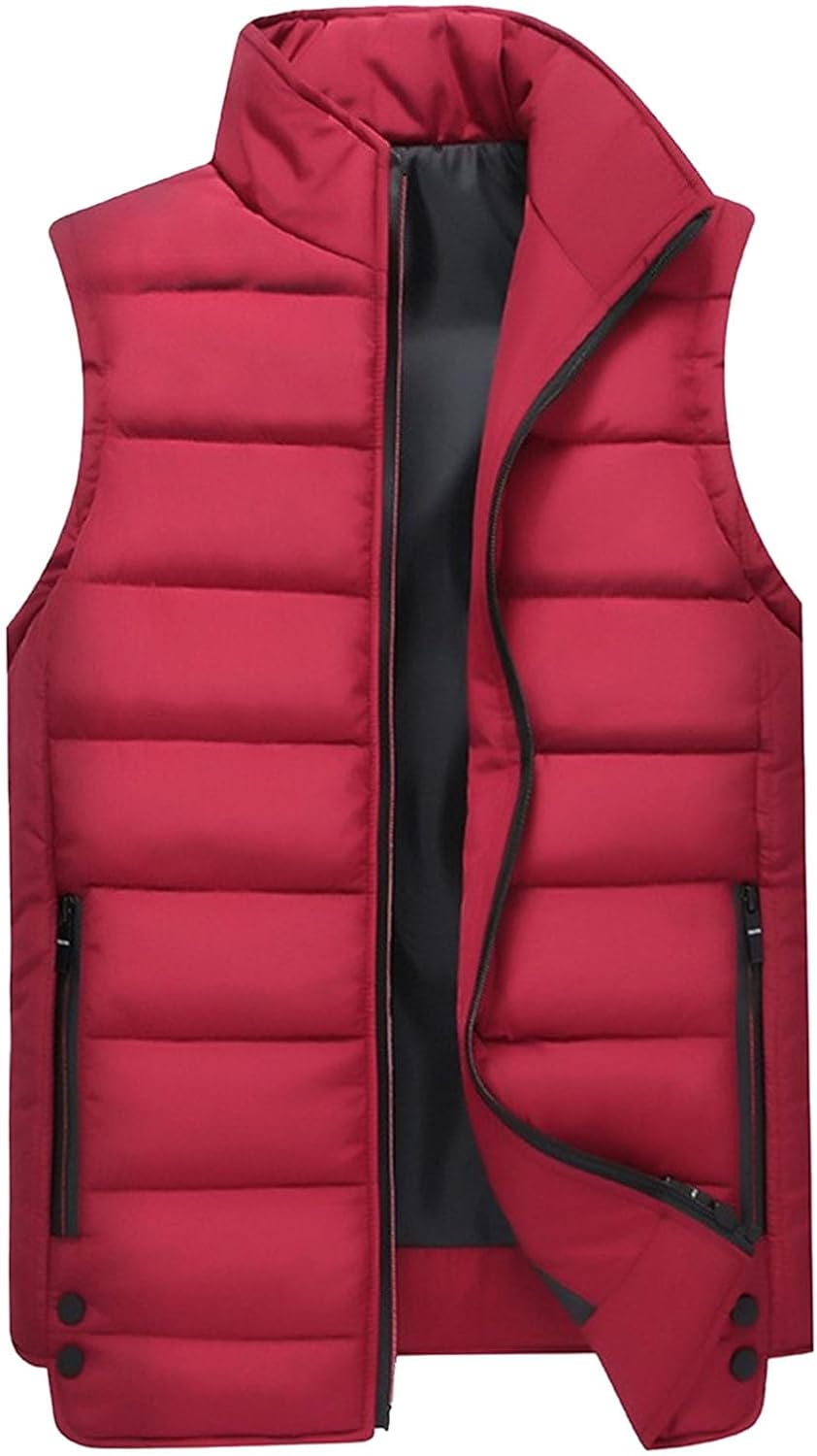 DGHM-JLMY Men's Casual Slim Fit Puffer Vest Stand Collar Sleeveless Vest Jacket Outdoor Quilted Padded Outerwear