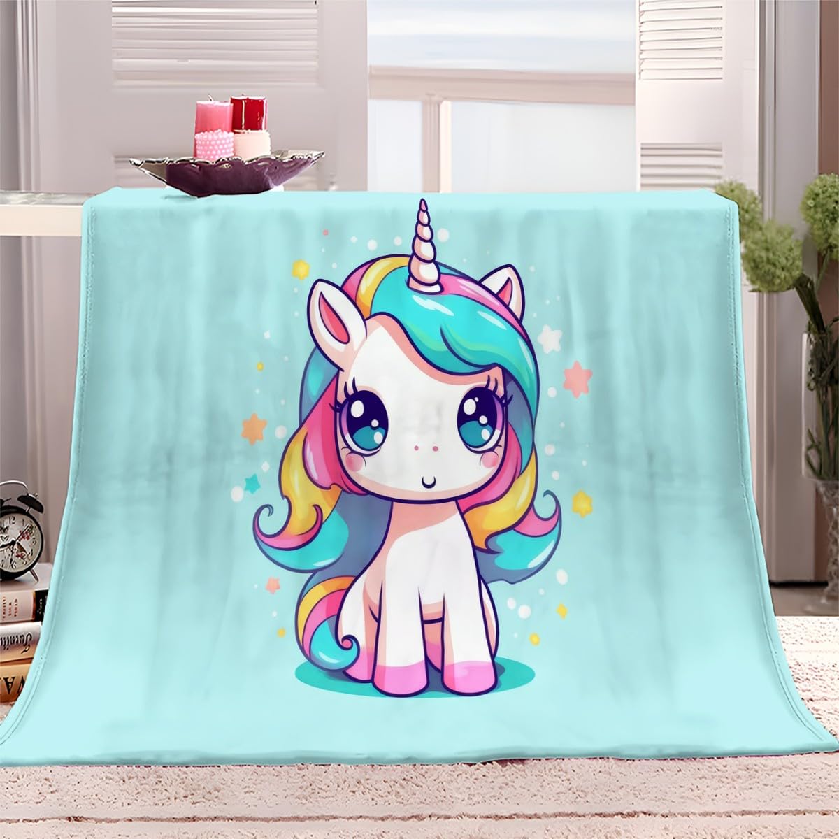Couverture chaude en flanelle contre le froid plaid licorne doux