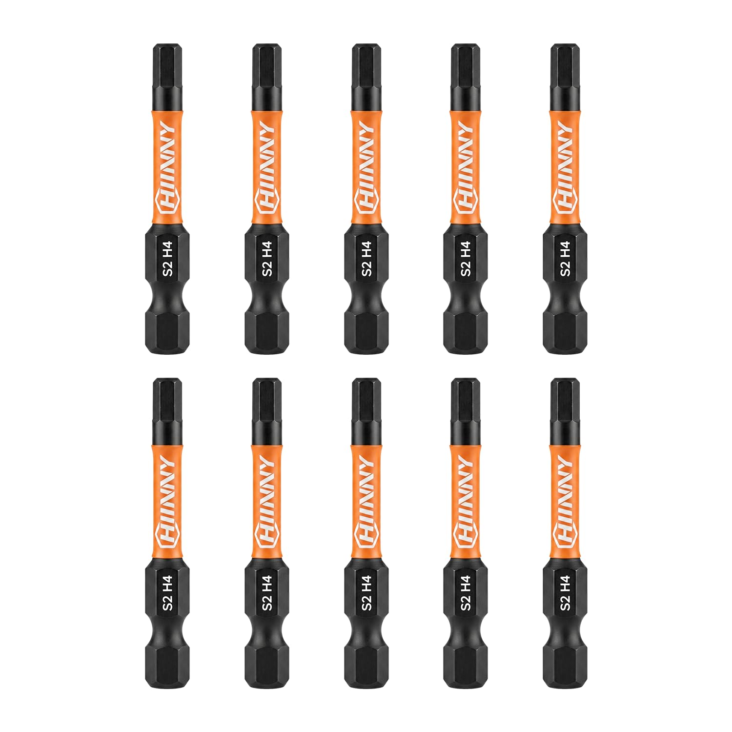 Impact Allen Wrench Drill Bits 4MM 10PCS,2" Hex Bits, 1/4" Hex-Shank S2 Steel,Impact Driver Bit Set, Magnetic CNC Tips for Drill &amp; Driver with Storage Box