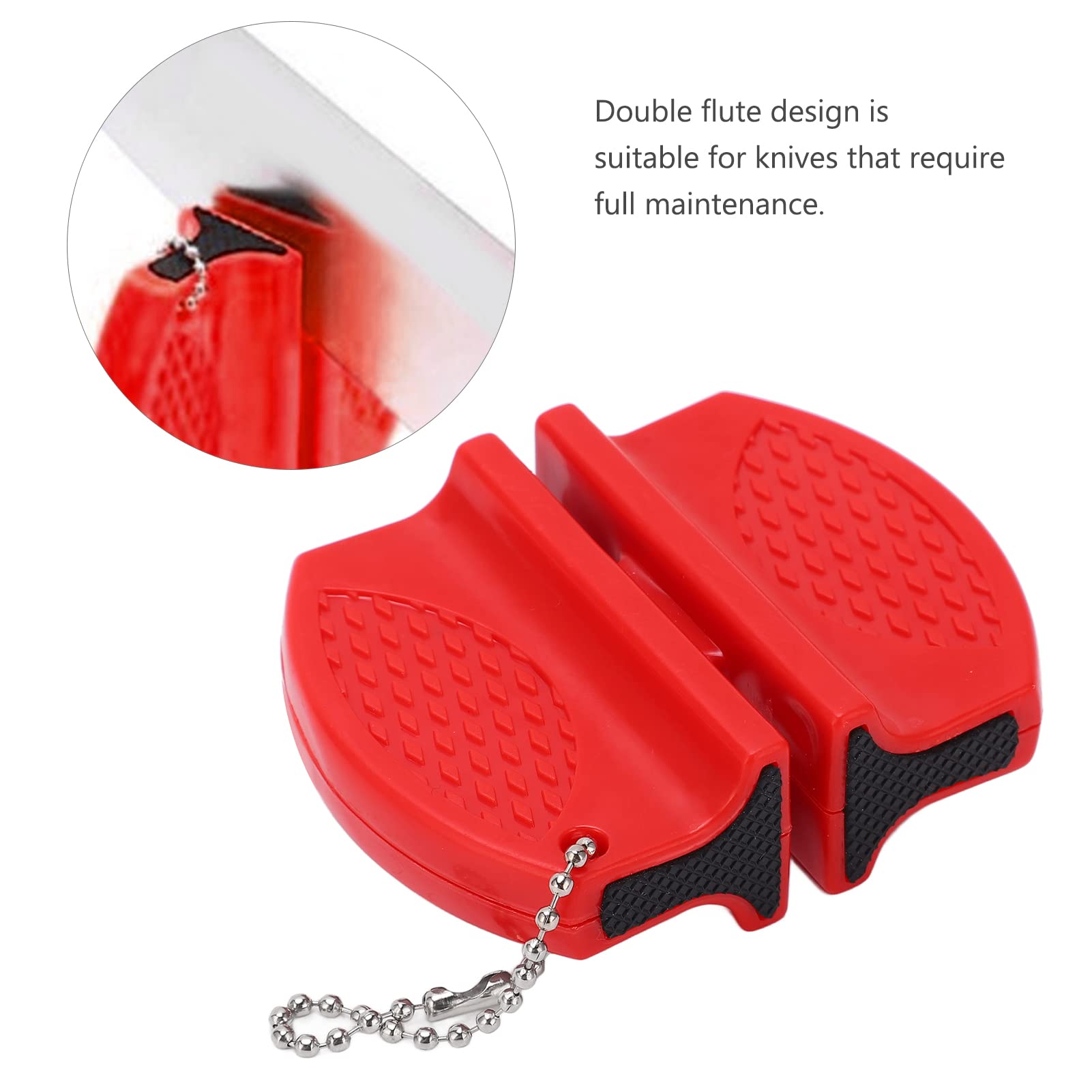 Mini Knife Sharpener, Multifunctional Double Sided Pocket Knife Sharpener Non slip Base Mini Knife Sharpener for Outdoors Hiking Camping (Red)