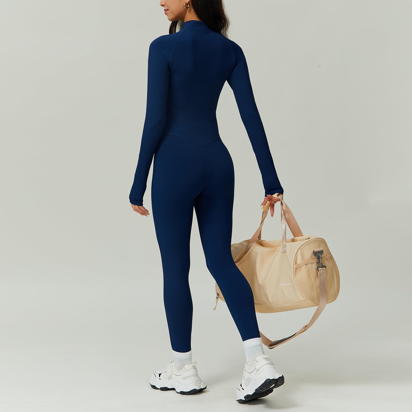 Vertvie Mono térmico para mujer, de invierno, manga larga, ajustado, con cremallera, deportivo, de una pieza, con forro cálido, traje de cuerpo entero, elástico, para yoga, corte ajustado