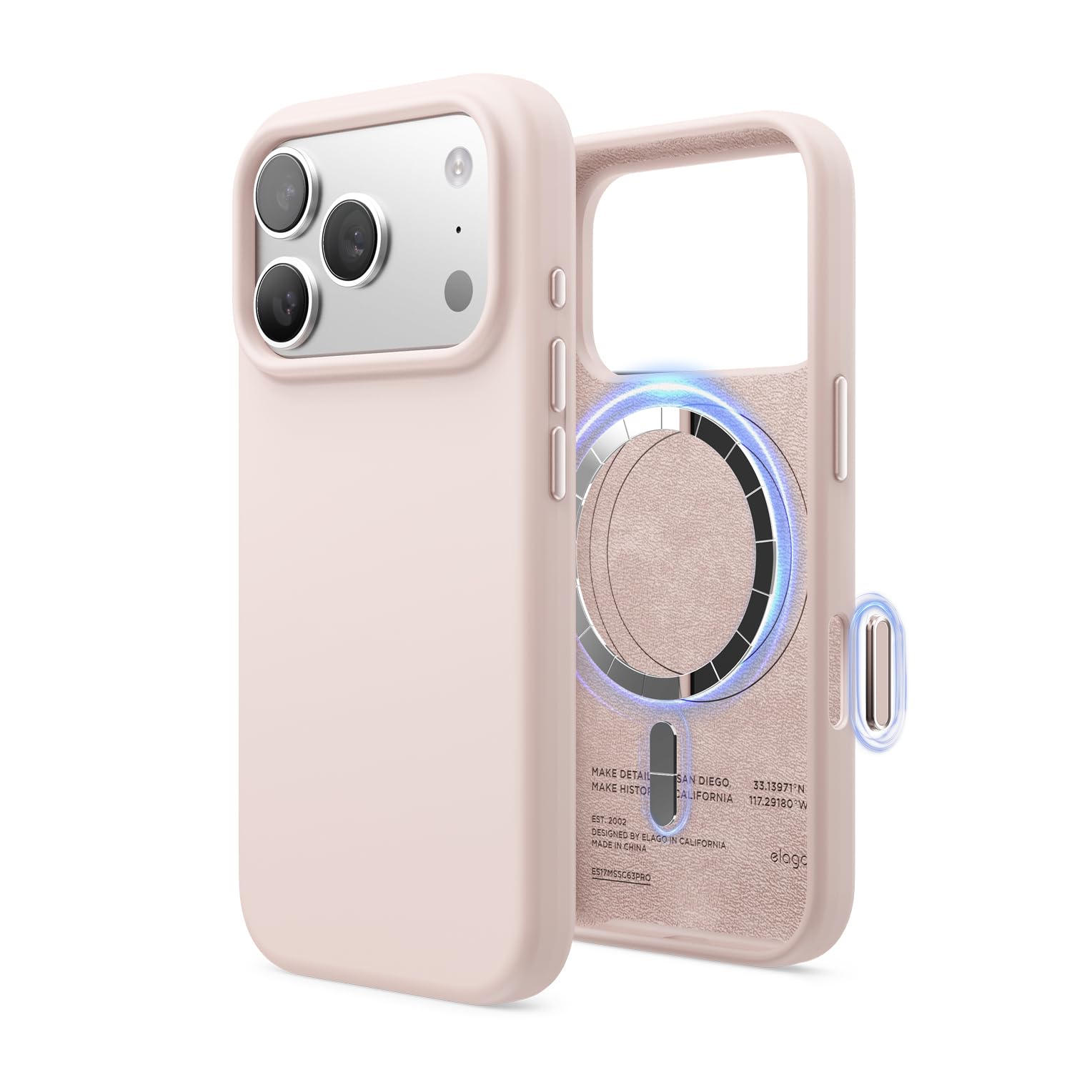 elago Cover Magnetica in Silicone Liquido per iPhone 17 Pro (6,3") – Compatibile con MagSafe, Antiurto, Sottile, Finitura Soft-Touch (Rosa Delicato)
